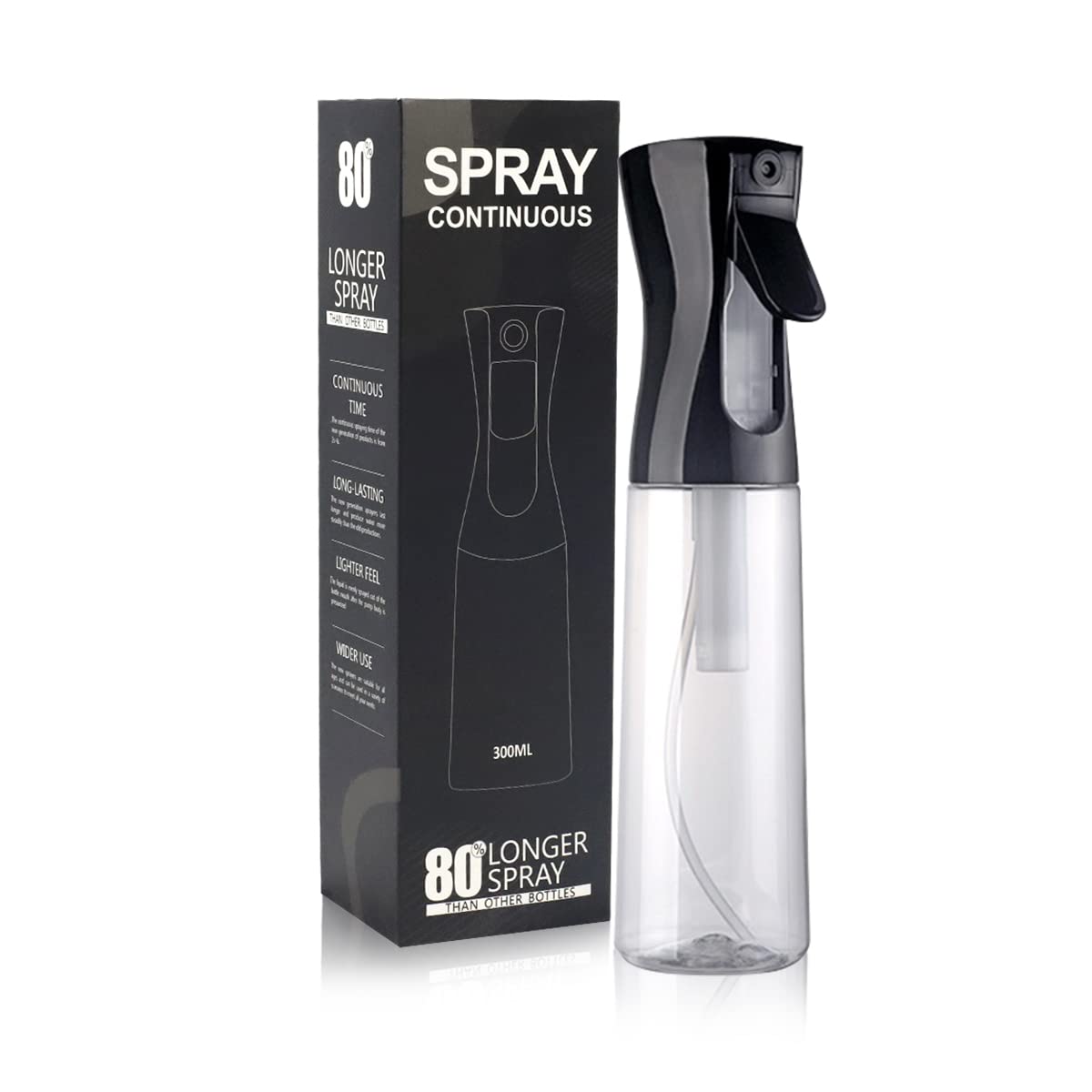 MAYCREATE 300ml Refillable Spray Bottles, Empty Plastic Mist Water Spray Bottle for Hair, Portable Skin Moisturizing Spray Bottle for Alcohol, Cleanser Dispenser(Black) MAYCREATE 300ml Refillable Spray Bottles, Empty Plastic Mist Water Spray Bottle for Hair, Portable Skin Moisturizing Spray Bottle for Alcohol, Cleanser Dispenser(Black)